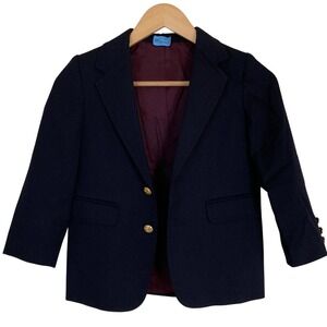 Talbot Kids Wool Navy Blazer Gold Buttons Size 6 Lined Nautical Classic Event